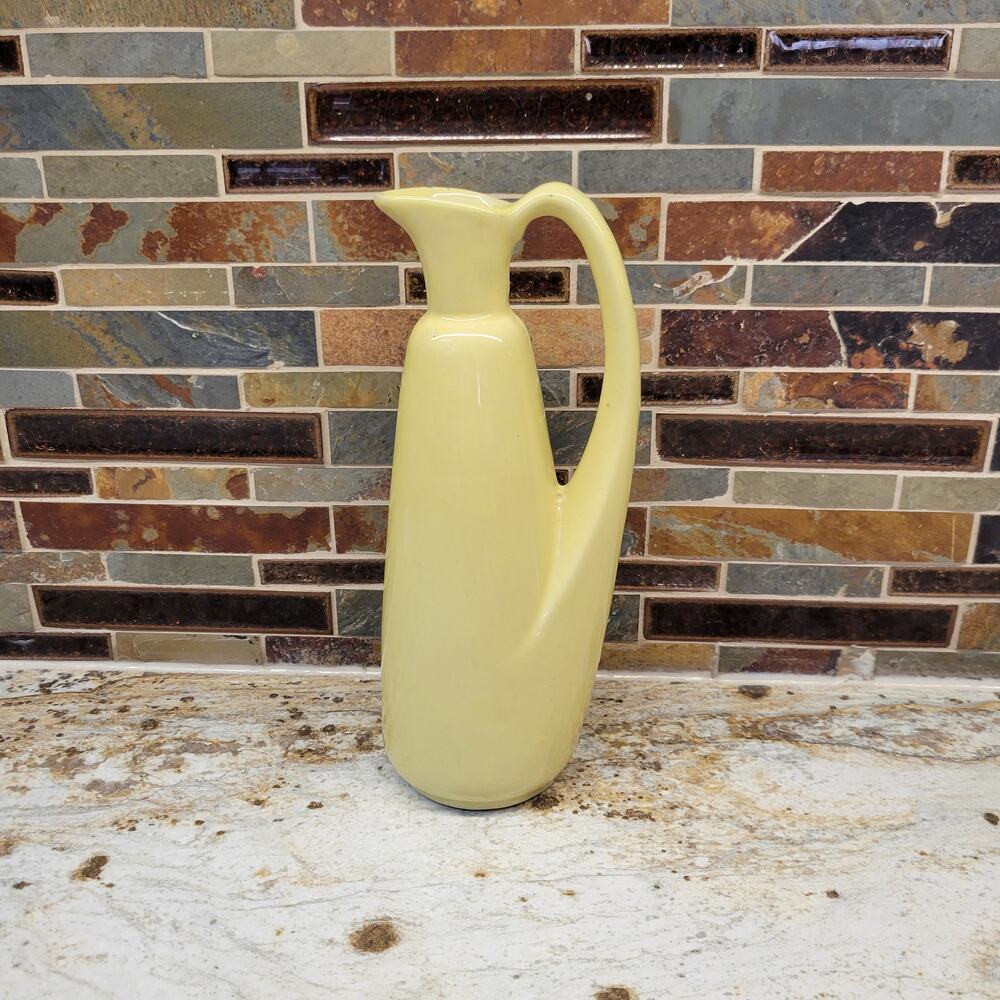 Vintage 1950s Yellow Art Pottery Ewer Pitcher Mid Century Modern Ceramic Vase - Picture 1 of 6